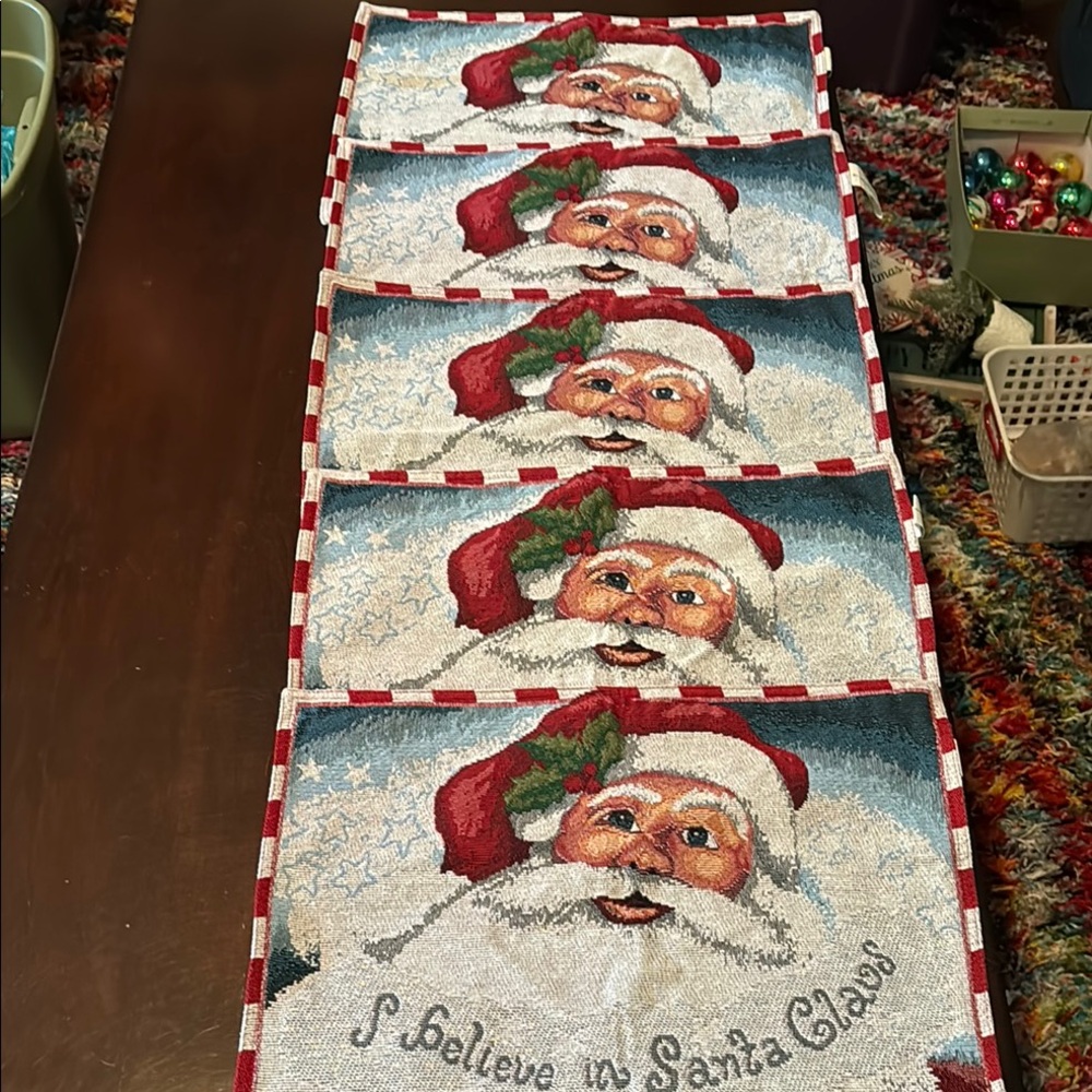 Set of 5 I Believe in Santa Claus place mats from St Nicholas Square